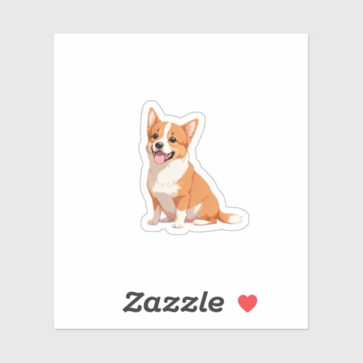 Sticker de petit corgi à main (Feuille)