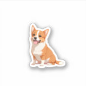 Sticker de petit corgi à main (Devant)