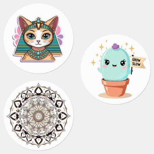 Sticker de Pharaoh Cat Mandala Cactus (Groupe)