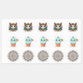 Sticker de Pharaoh Cat Mandala Cactus (Feuille)