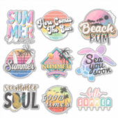 Sticker de plage d'été rétro Neon Tropical (Devant)