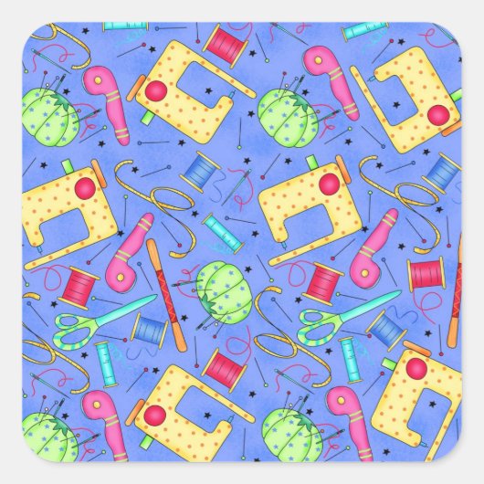 Sticker de points de couture bleu périphérique (Devant)