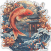 Sticker de porte Kawaii Carp Dragon Legend chinois (Devant)