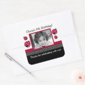 Sticker de préférence CARRÉ rouge/noir de Polkadot (Enveloppe)