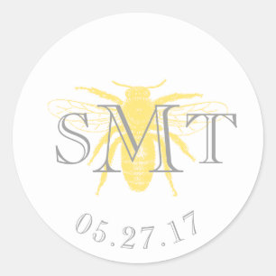 Sticker de préférence d'abeilles monogrammes - gri
