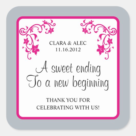 Sticker de préférence de mariage floral (Devant)