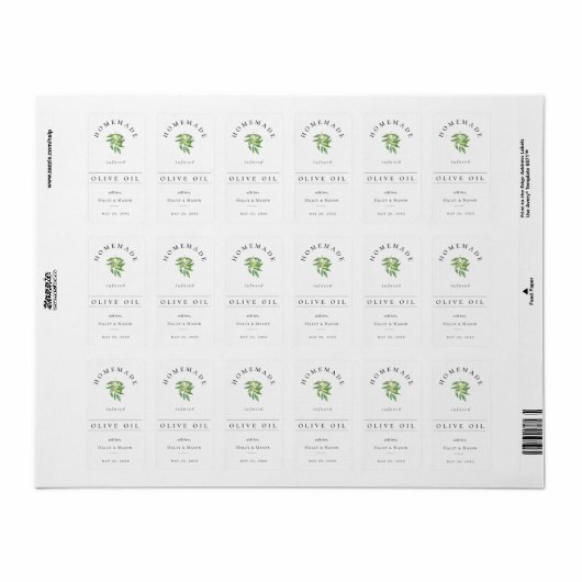 Sticker de préférence pour huile d'olive infusée p (Feuille entière)