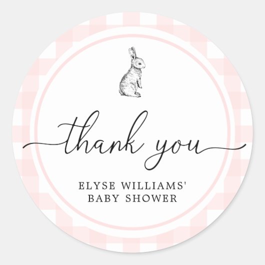 Sticker de préférence pour lapin En vichy rose lap (Devant)
