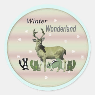 Sticker de ronde de cerfs de Wonderland Winter Won