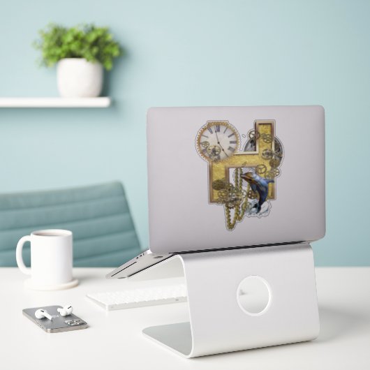 Sticker de sculpture H Capital Steampunk (Ordinateur portable sur le bureau)