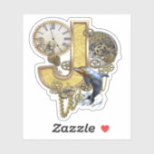 Sticker de sculpture Steampunk Capital J (Feuille)