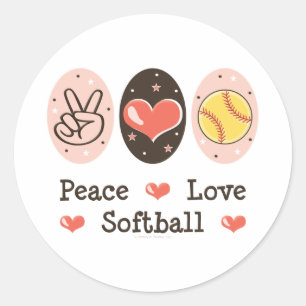 Sticker de softball Peace Love