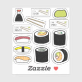 Sticker de sushi Set mignon illustration alimentai (Feuille)
