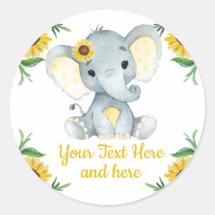 Sticker de tournesol éléphant baby shower annivers