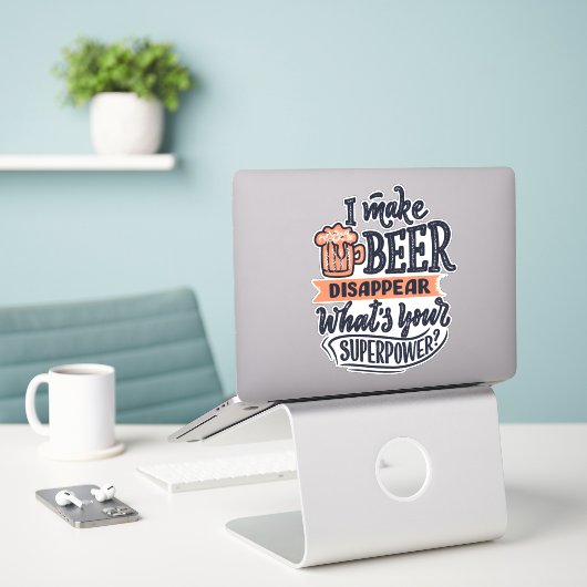 Sticker de typographie de bière (Ordinateur portable sur le bureau)