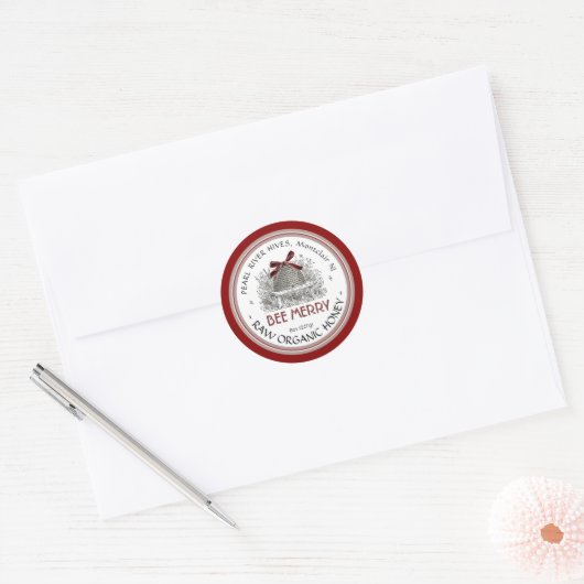 Sticker de vacances d'abeille avec Bow rouge (Enveloppe)