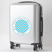 Sticker de vacances en damier bleu clair et beige (Sur valise)