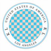 Sticker de vacances en damier bleu clair et beige (Devant)