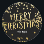 Sticker de vacances Gold & Black MERRY CHRISTMAS S<br><div class="desc">Sticker de vacances Gold & Black MERRY CHRISTMAS Stars.</div>