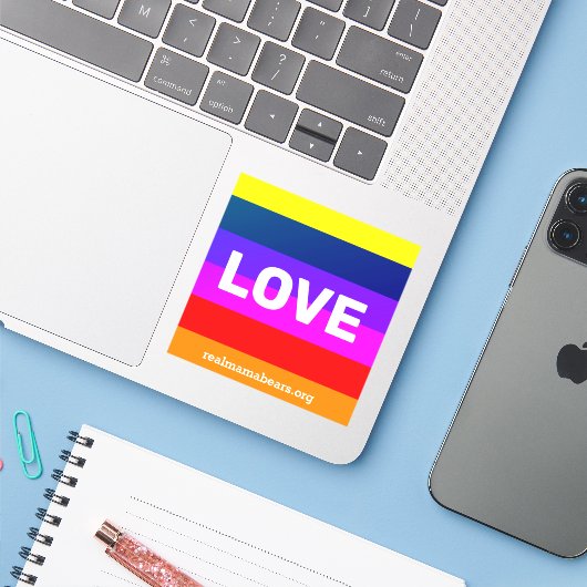 Sticker de vinyle d'amour (Ordinateur portable avec iPhone)