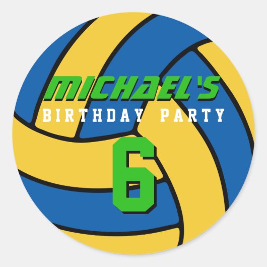 Sticker de volleyball bleu Sports Anniversaire de  (Devant)