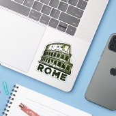Sticker de voyage de Rome avec Lan italien Iconiqu (Ordinateur portable avec iPhone)