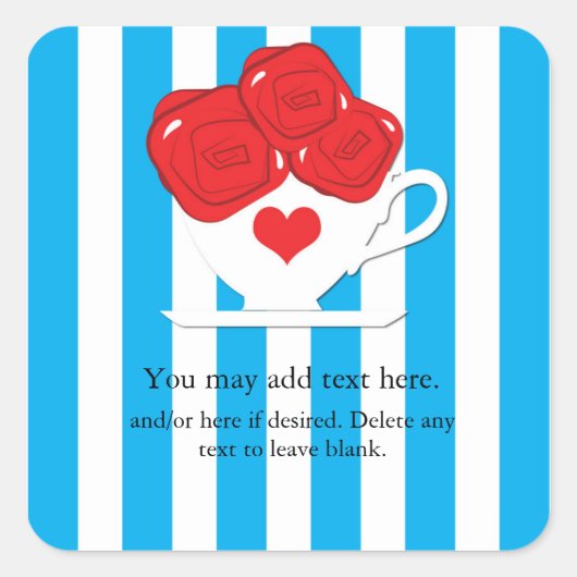 Sticker de Wonderland Whimsical Tea Cup Red Roses (Devant)