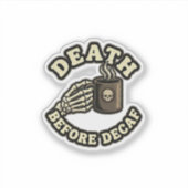 Sticker Death Before Decaf | Funny Retro Skull Laptop  (Devant)