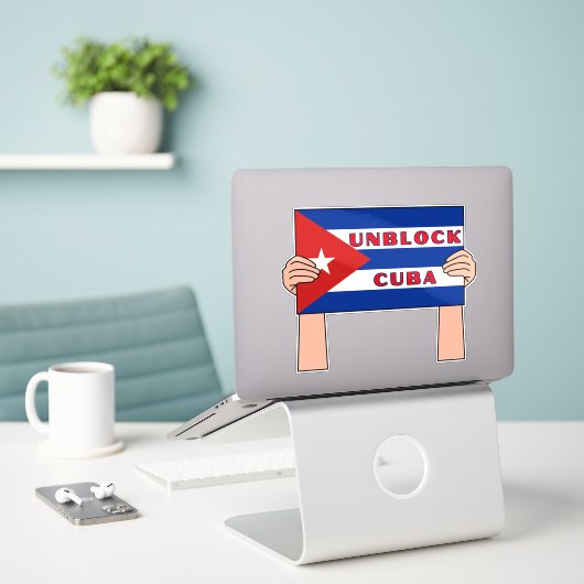 Sticker Débloquer Cuba (Ordinateur portable sur le bureau)