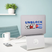 Sticker Débloquer Cuba (Ordinateur portable sur le bureau)