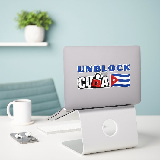 Sticker Débloquer Cuba (Ordinateur portable sur le bureau)