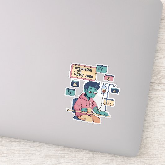 Sticker Débogage de la vie Programmeur geek (Détail)