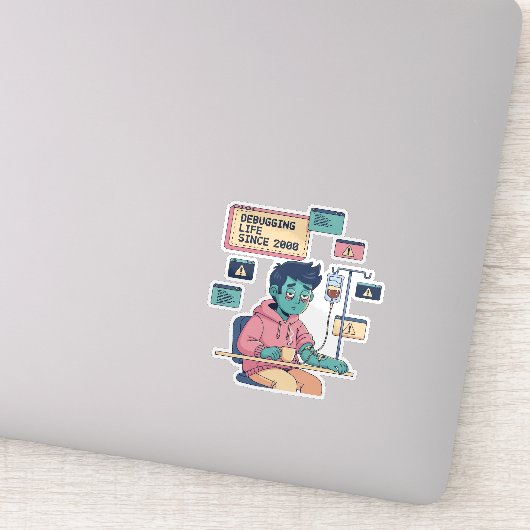 Sticker Debugging Life Geek Programmer (Détail)