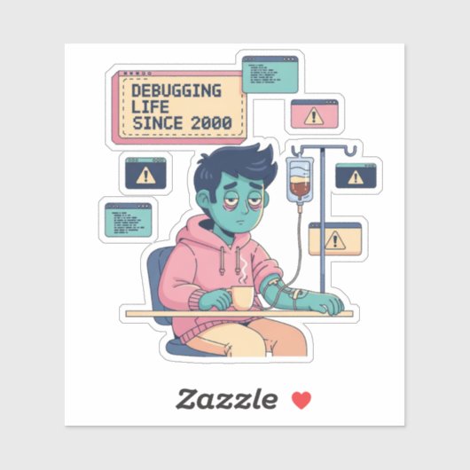 Sticker Debugging Life Geek Programmer (Feuille)