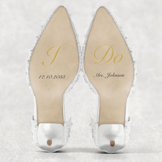 Sticker Décal de chaussure Mariage Gold I Do personnalisé