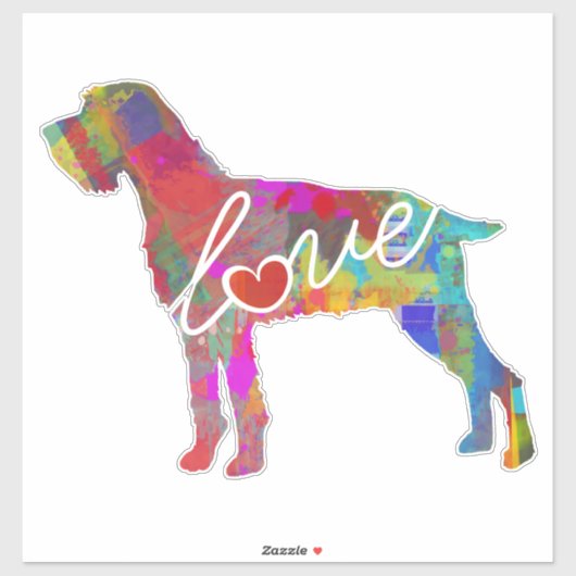 Sticker Décale d'amour pour pointeur À poils durs allemand (Feuille)