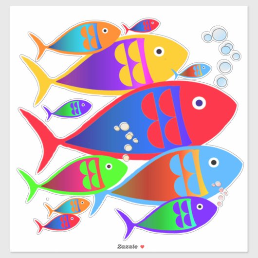 Sticker Décor Art Poisson Coloré (Feuille)