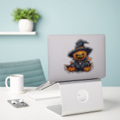 Sticker Décor d'automne Citrouille d'Halloween (Ordinateur portable sur le bureau)