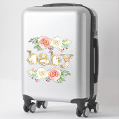 Sticker Décor de douche pour bébé fille Aquarelle Floral a (Sur valise)