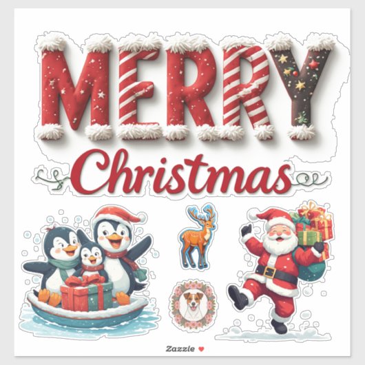 Sticker 🎁 Décor de Noël Joyeux Festif 🍬 (Feuille)