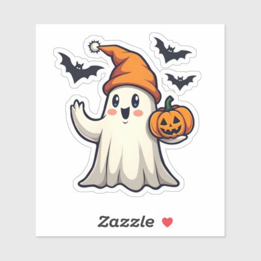 Sticker Décor d'Halloween avec Casquette de glace orange (Feuille)