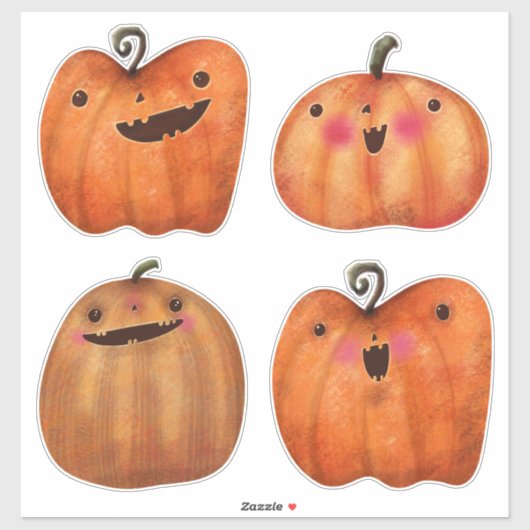 Sticker Décor Halloween Cute Citrouilles Éffrayants (Feuille)