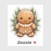 Sticker Décorations de Noël Pain D'Épice Cuit Avec Amour (Feuille)