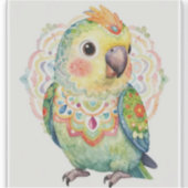Sticker Decorative Folk‑Art Parrot Illustration  (Devant)