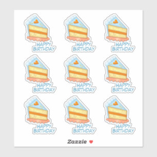 Sticker Découpe de gâteau d'anniversaire de coeur