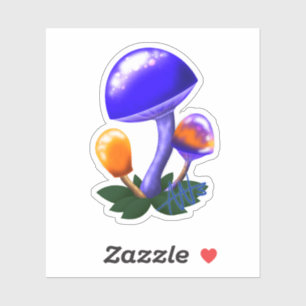 Sticker Découpe d'orange et de champignons bleus