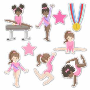 Sticker Découpe rose de gymnastique de petites filles