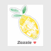Sticker Découper le jour jaune citron citation aquarelle (Feuille)