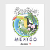 Sticker Découvrez le logo rétro de Troncones Mexique (Feuille)