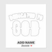 STICKER DÉDIÉ À DIEU PERSONNALISABLE COOL TEXTE BLANC (Feuille)